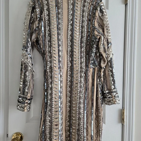 ASOS DESIGN Embellished Mini Dress with Tie Detail - Picture 9 of 9